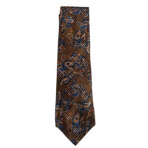 Givenchy Gentleman Paris Vintage Silk Tie Brown Orange Blue Abstract Print